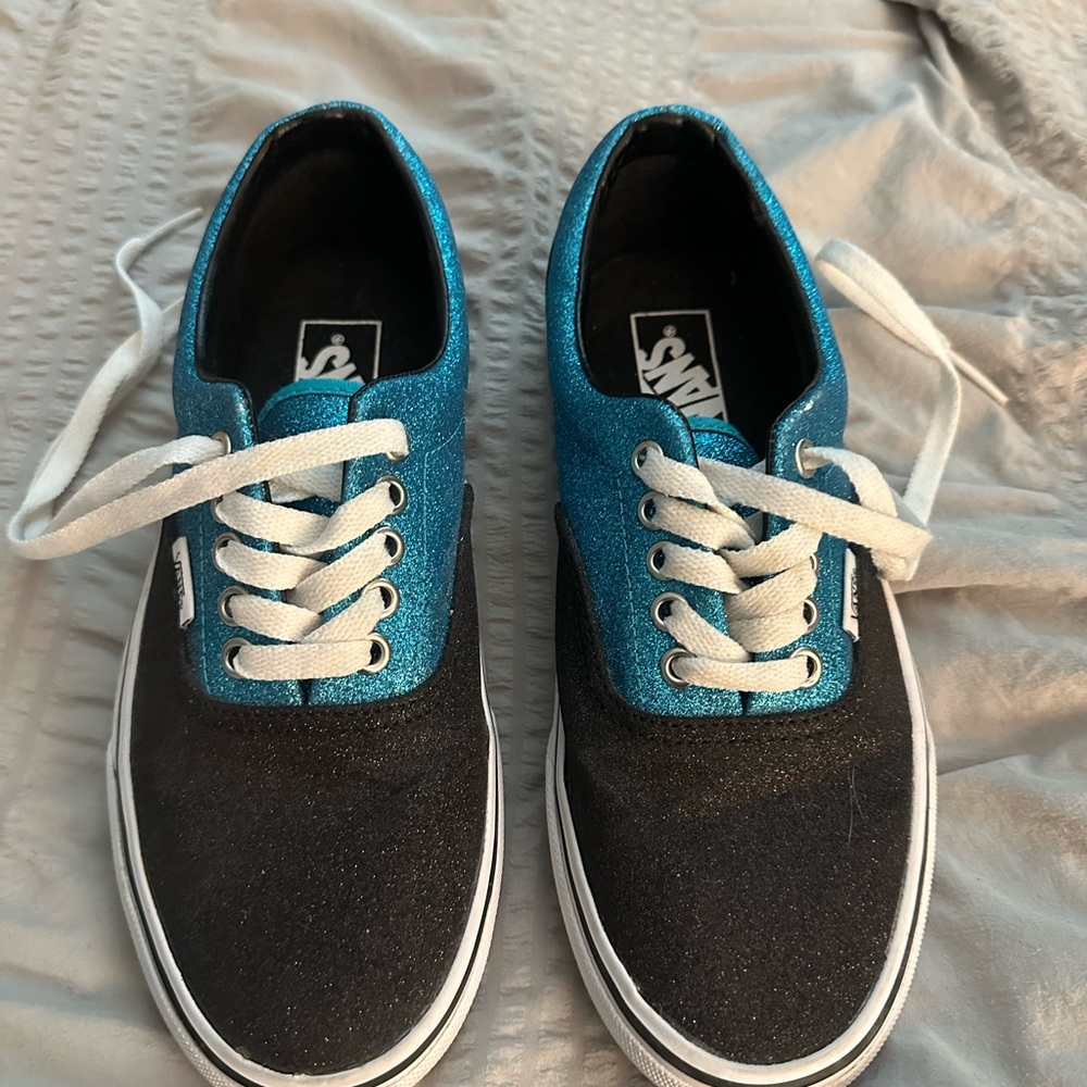 Vans Blue and Black Glitter Sneakers